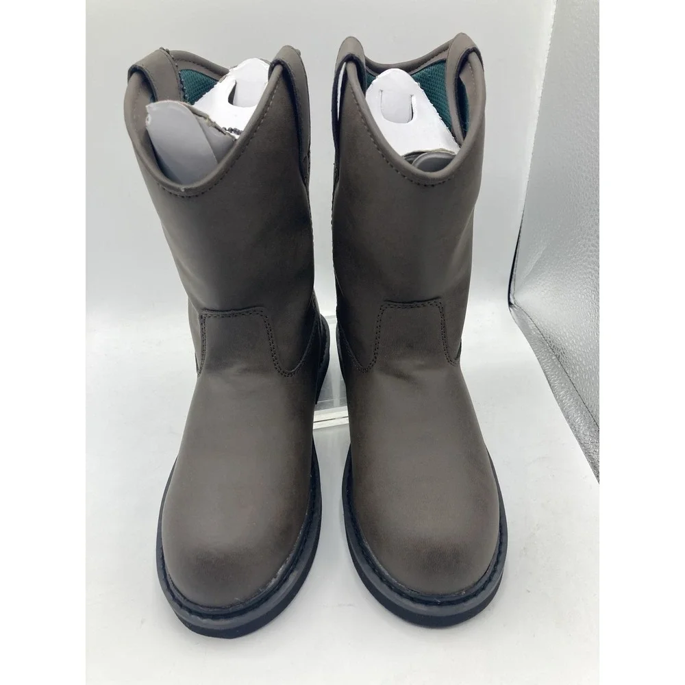 Georgia Boot Wellington Brown Pull On Work Leather Boots G099 Size 1.5M Kids 7